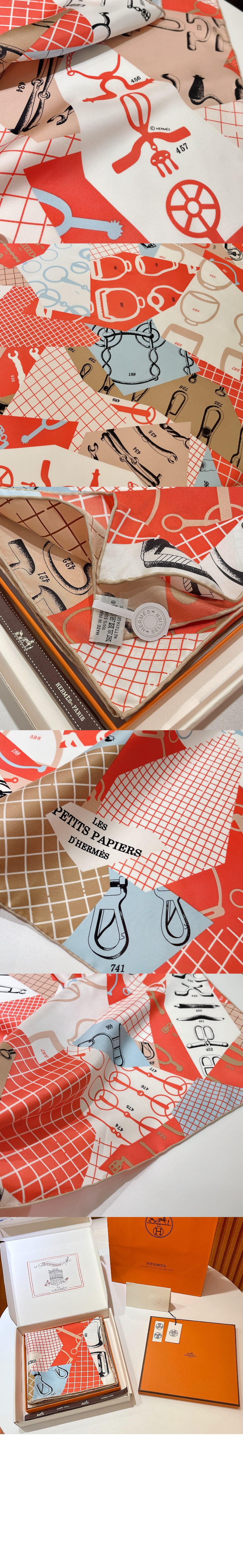 에르메스 Les Petits Papiers d' 스카프 90