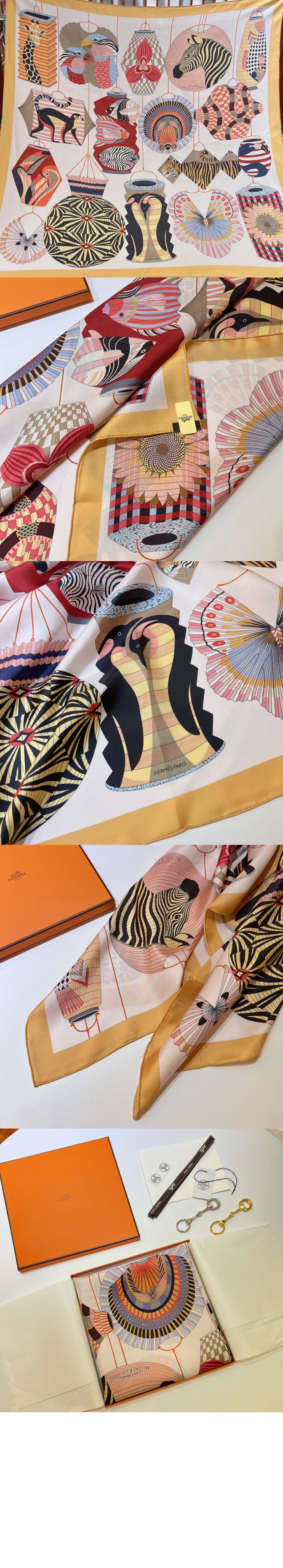 에르메스 Lanternes, Ballons et Cocardes 90 까레 실크 스카프