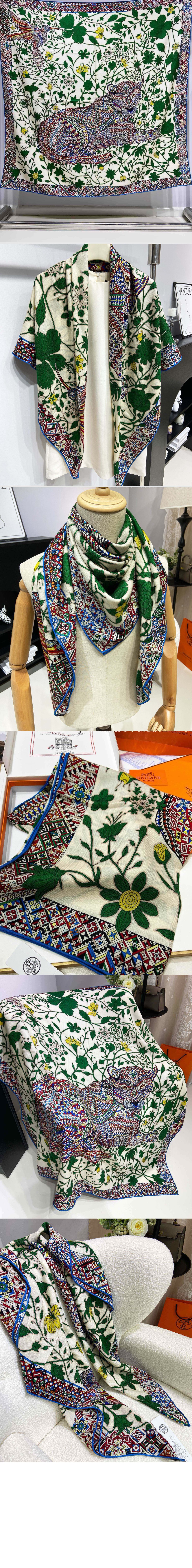 에르메스 Le Jaguar et Le Colibri 숄 140