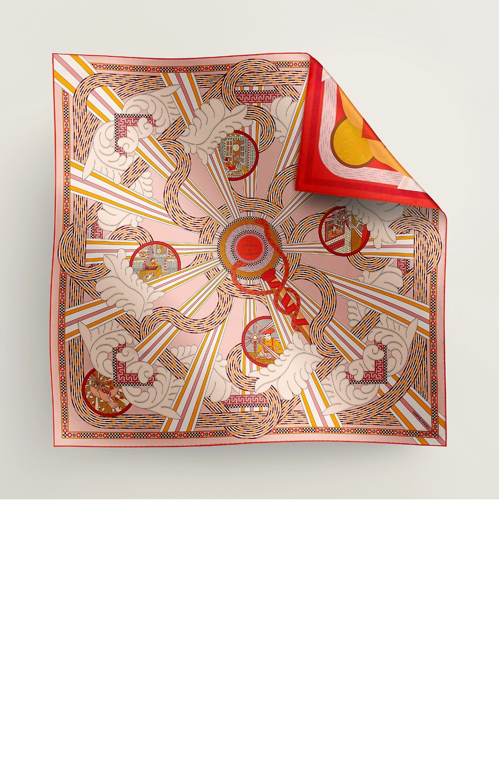 에르메스 A la Lumiere du Flambeau 더블 페이스 스카프 90