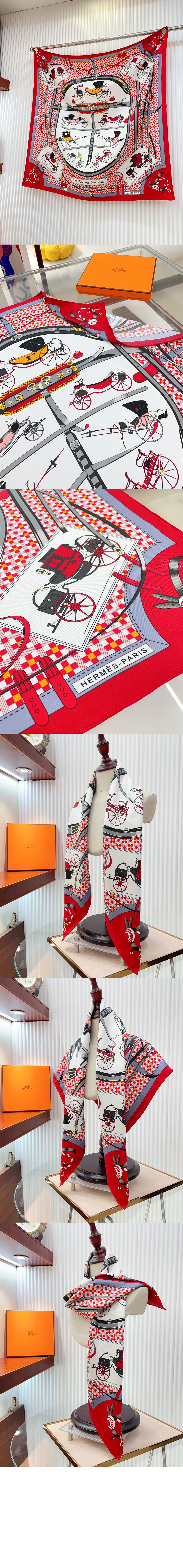 에르메스 Les Voitures Nouvelles 스카프 90