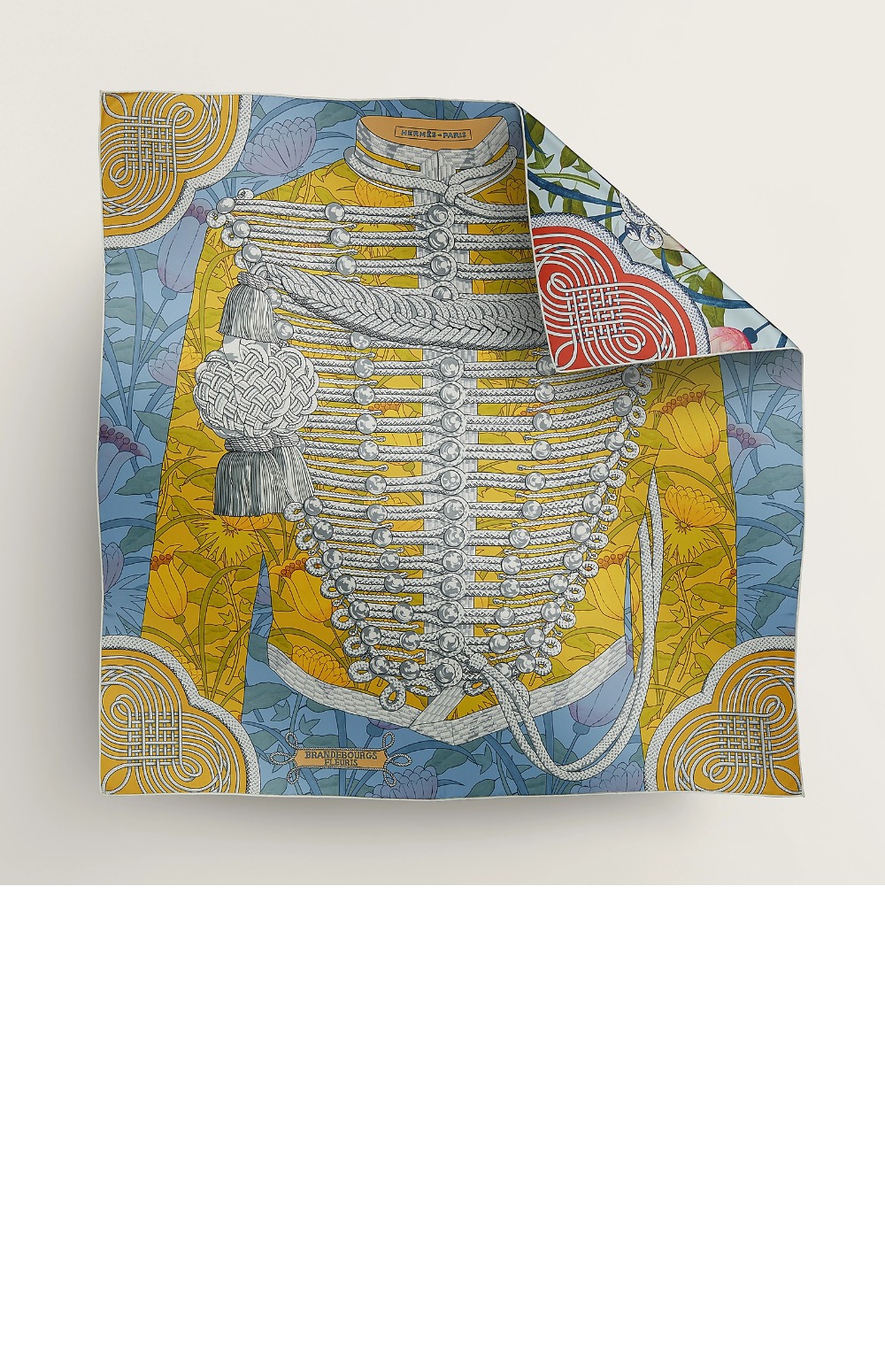 에르메스 Brandebourgs Fleuris 더블 페이스 스카프 90