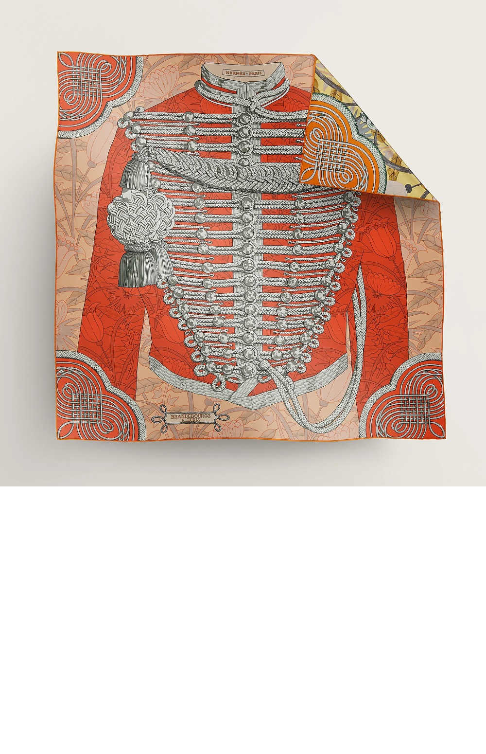 에르메스 Brandebourgs Fleuris 더블 페이스 스카프 90