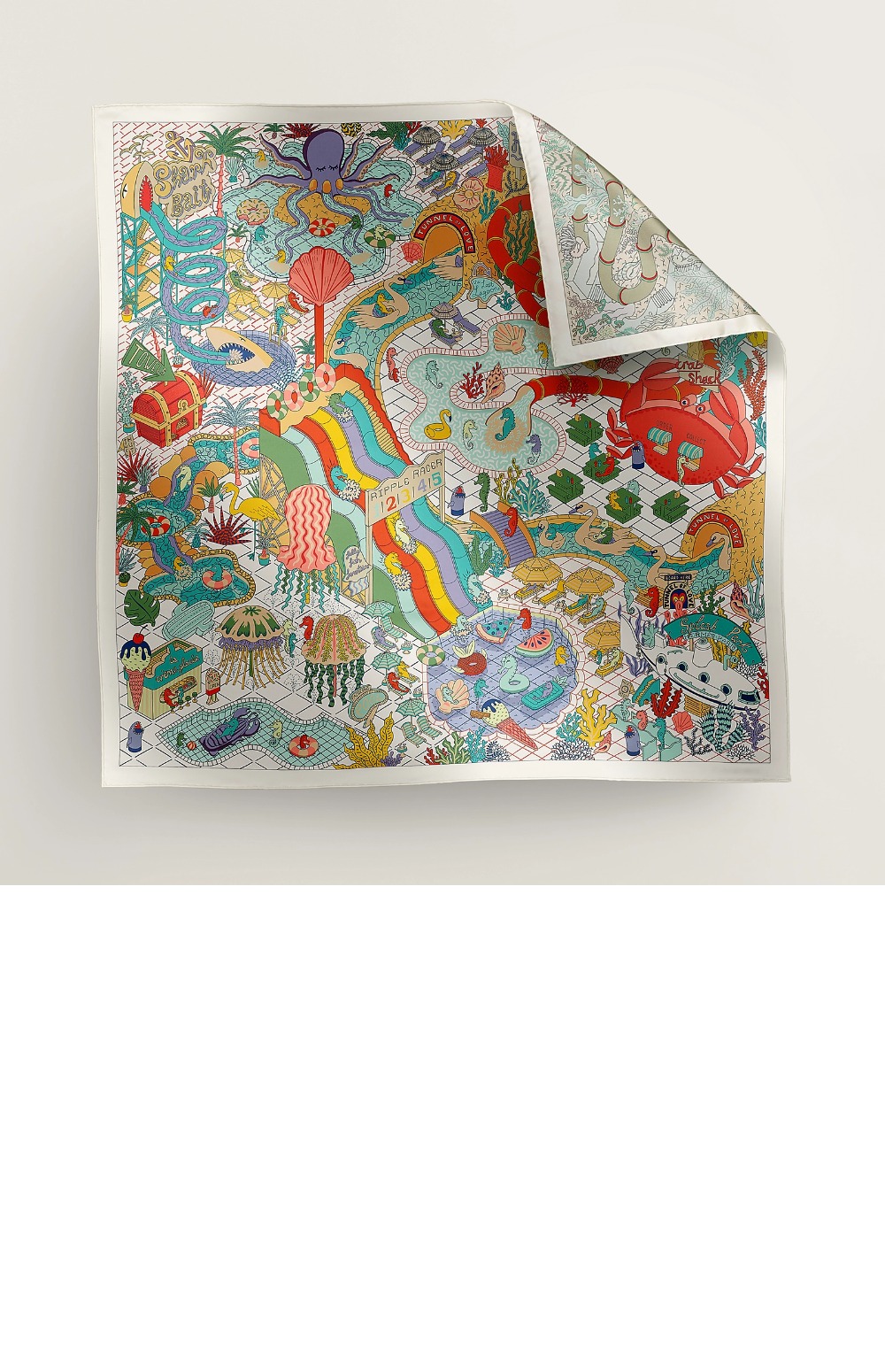 에르메스 Splash Park 더블 페이스 스카프 90