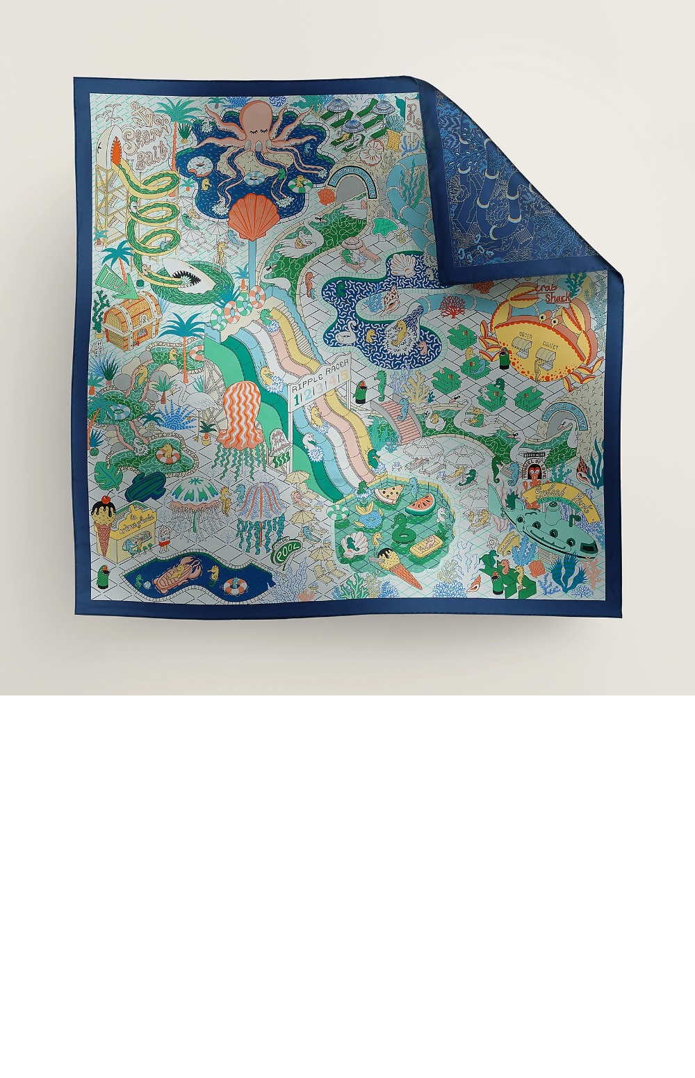 에르메스 Splash Park 더블 페이스 스카프 90