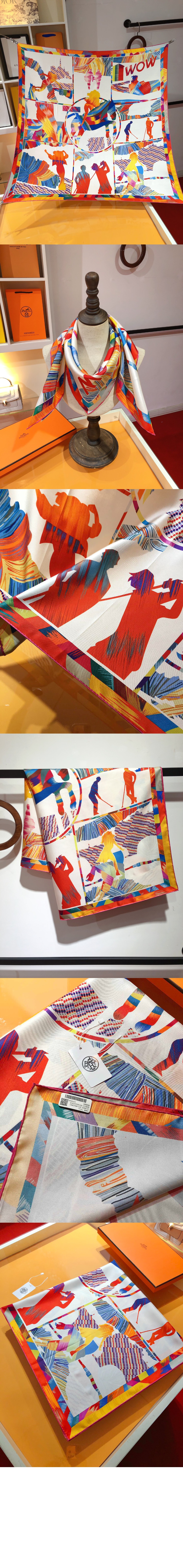 에르메스 Wow Marble Silk 스카프 90