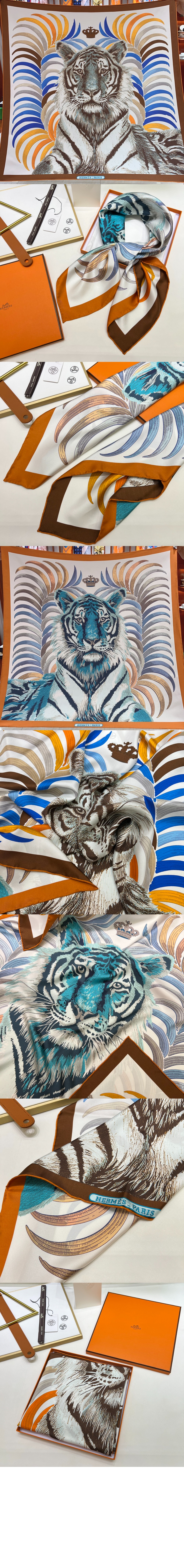 에르메스 Tigre Royal 더블 페이스 스카프 90