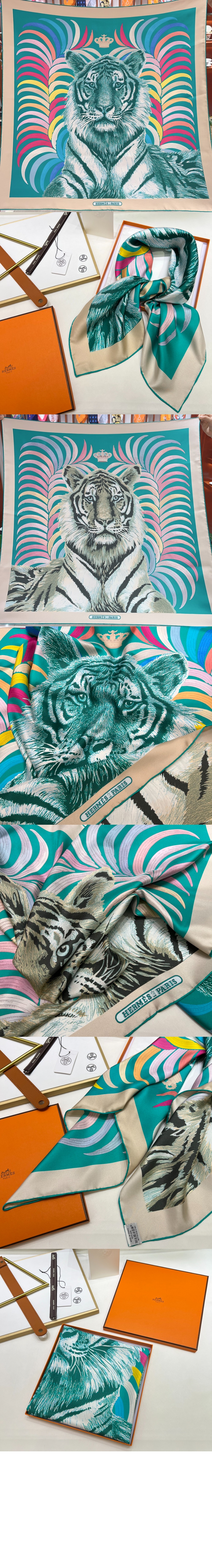 에르메스 Tigre Royal 더블 페이스 스카프 90