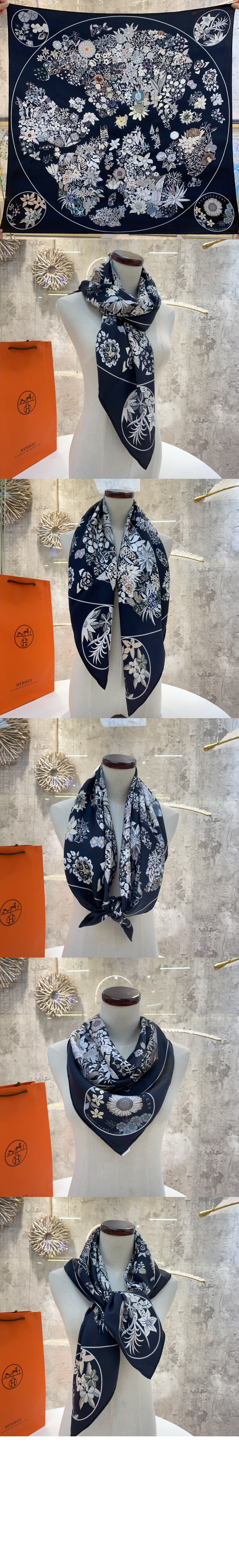 에르메스 Planifleurs 스카프 90