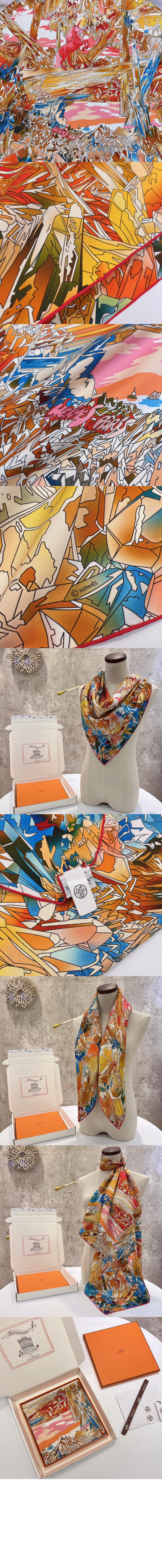 에르메스 La Vallee de Cristal 스카프 90