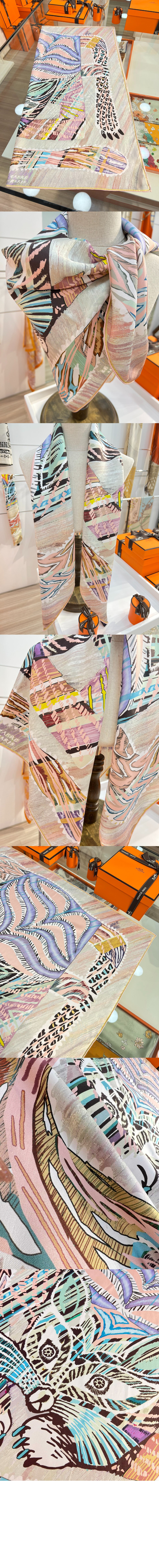 에르메스 Le Chat Carre 스카프 90