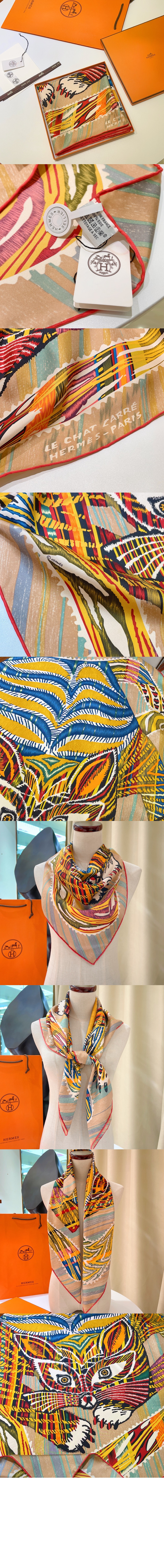 에르메스 Le Chat Carre 스카프 90