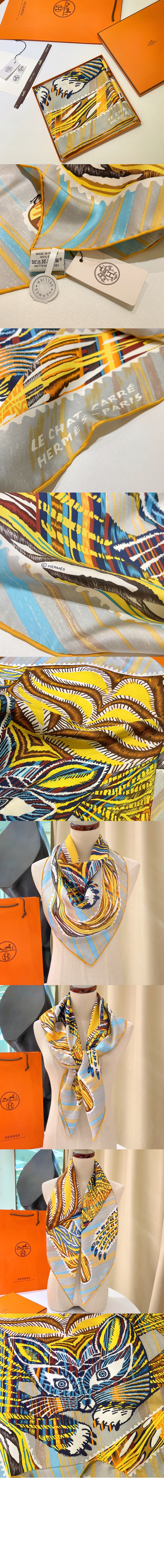 에르메스 Le Chat Carre 스카프 90