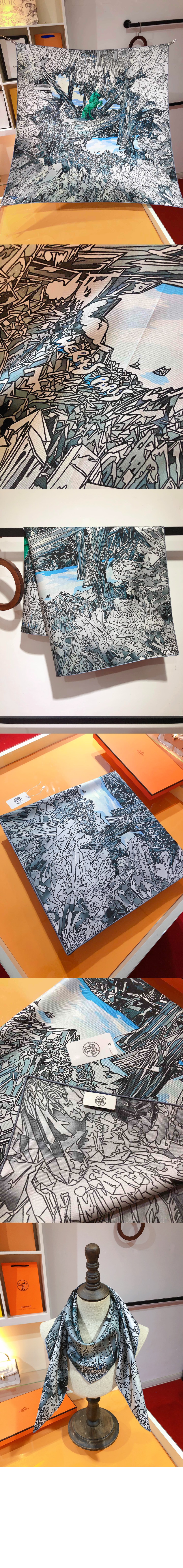 에르메스 La Vallee de Cristal 스카프 90