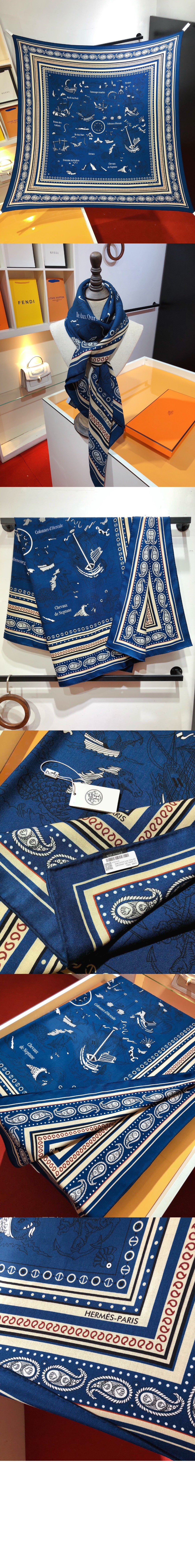 에르메스 Tatouages Marins Bandana 숄 140