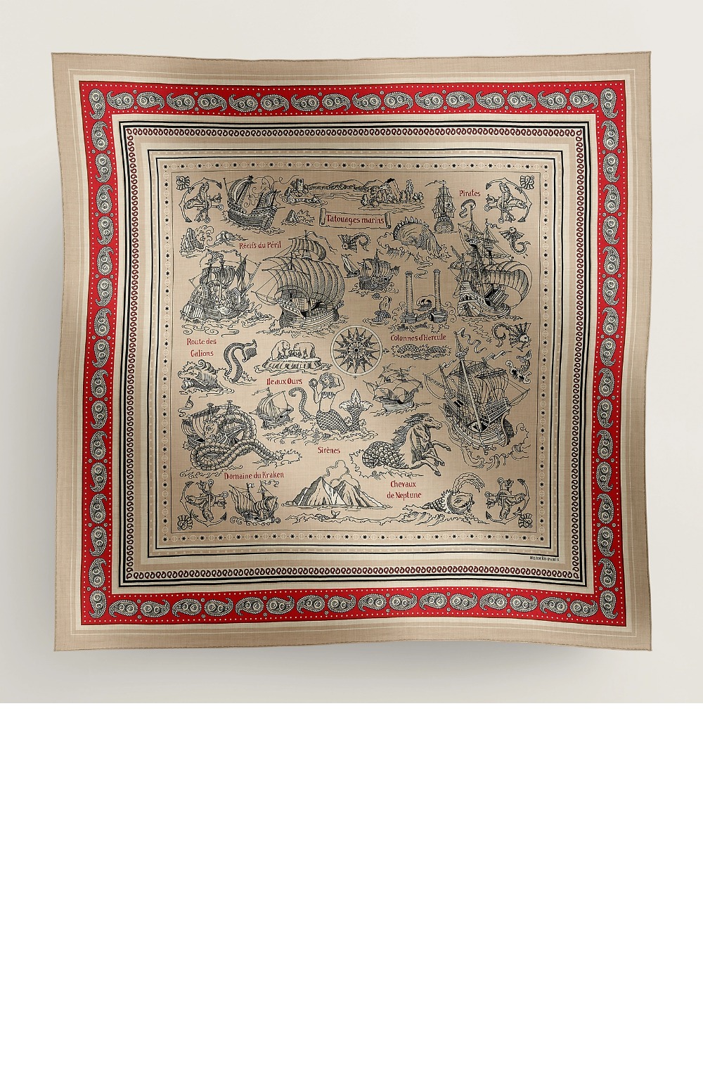 에르메스 Tatouages Marins Bandana 숄 140