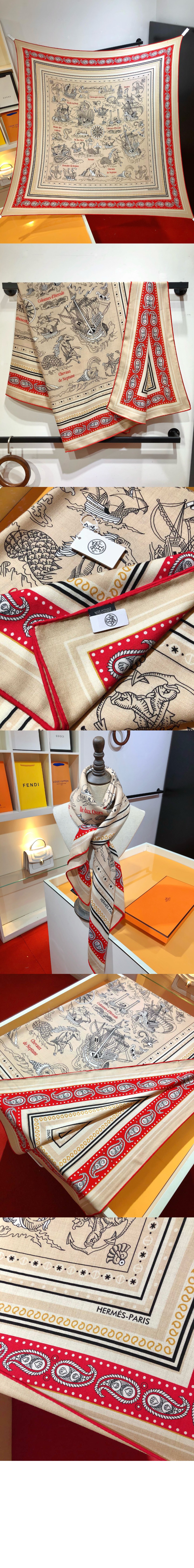 에르메스 Tatouages Marins Bandana 숄 140