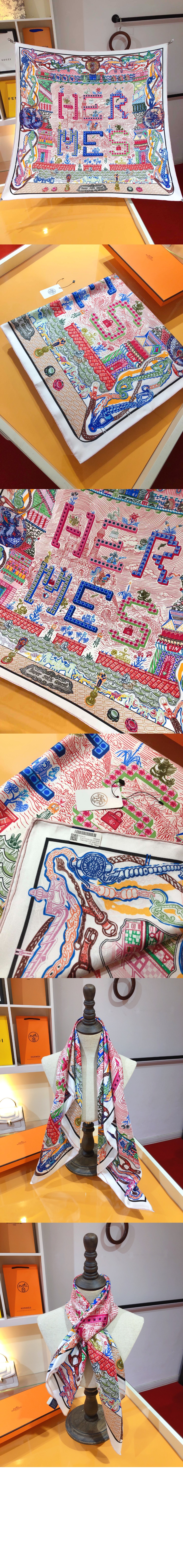 에르메스 Planifleurs 스카프 90