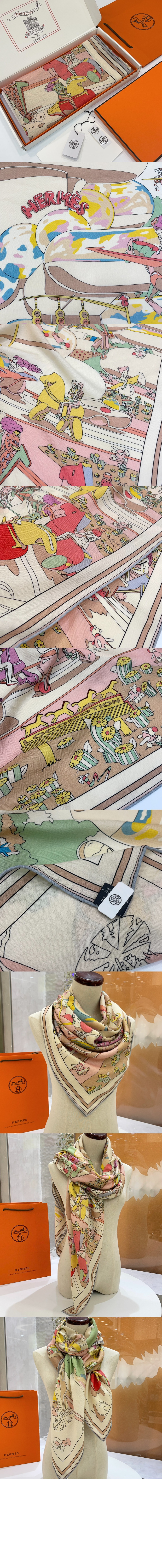 에르메스 Les Roues de Phaeton Bandana 숄140