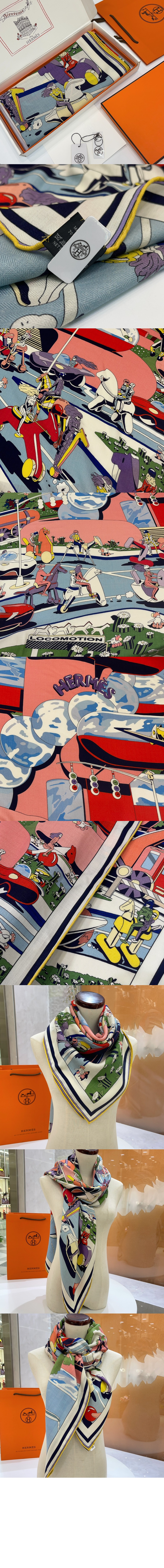 에르메스 Les Roues de Phaeton Bandana 숄140