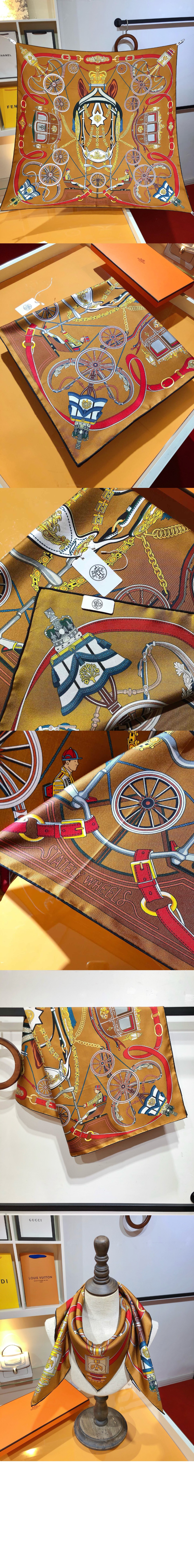 에르메스 Stately Wheels 스카프 90