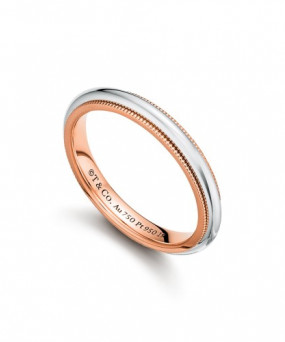 티파니앤코 투게더 밀그레인 밴드 링, 로즈 골드 및 플래티늄