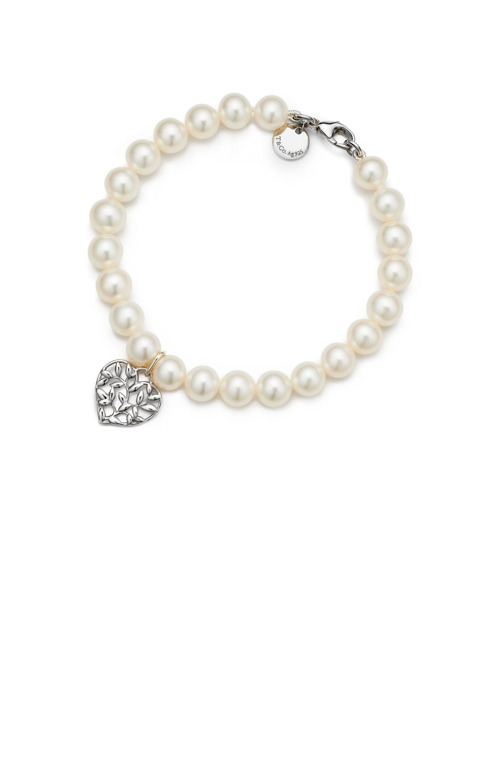 티파니앤코 올리브 리프 펄 하트 브레이슬릿