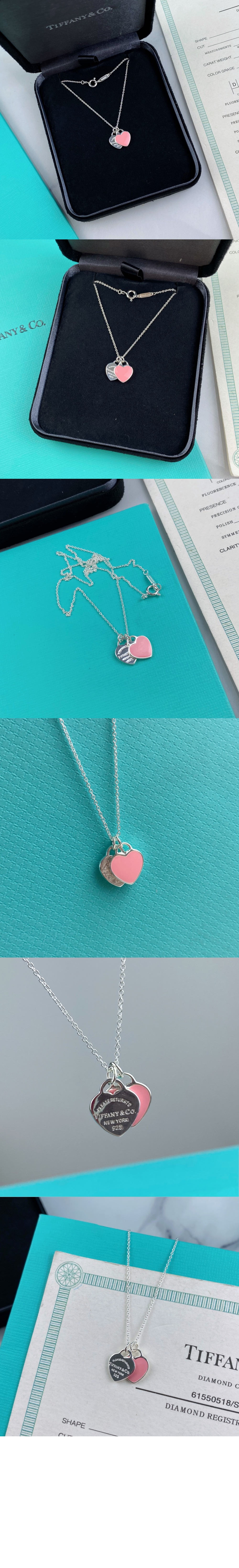 티파니앤코 더블 하트 태그 목걸이