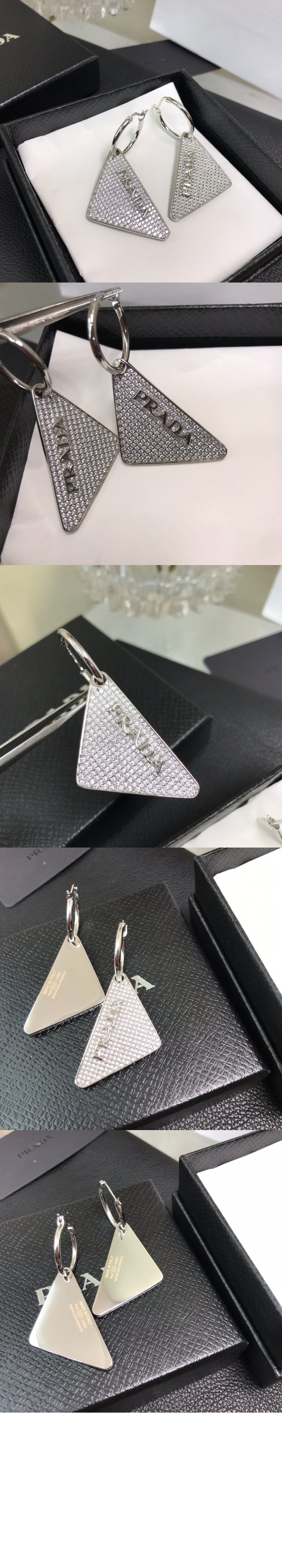 프라다 크리스털 로고 큐빅 귀걸이 1JO766