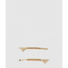 프라다 장식이 있는 브라스 헤어 클립 1IF098