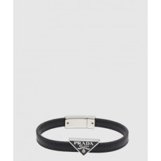 프라다 트라이앵글 로고 레더 브레이슬릿 2IB289