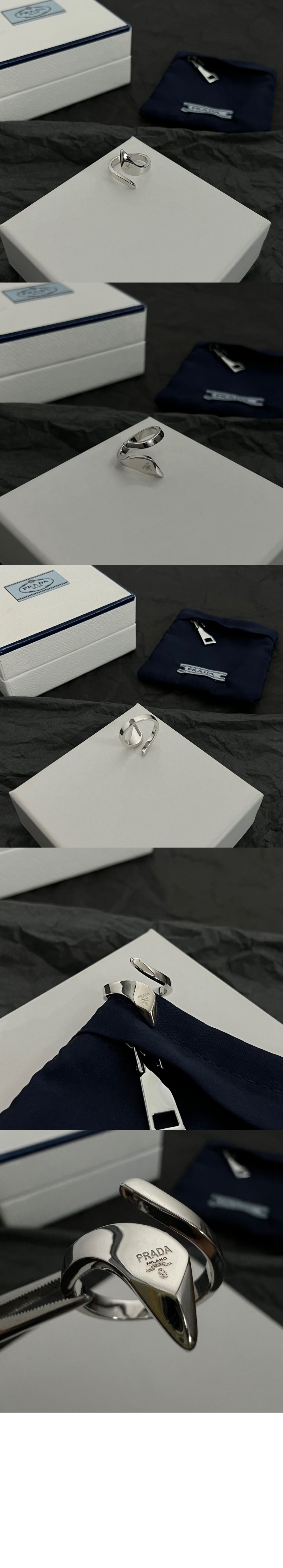 프라다 8k 화이트 골드 스네이크 반지 1JA136