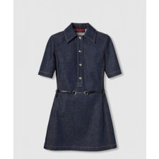 구찌 홀스빗 데님 미니 드레스