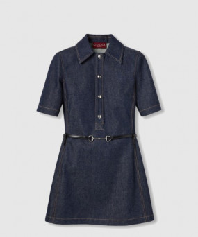 구찌 홀스빗 데님 미니 드레스