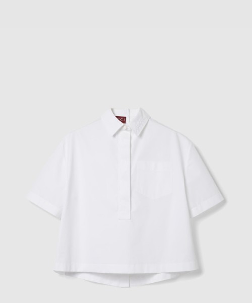 구찌 엠보싱 코튼 포플린 셔츠