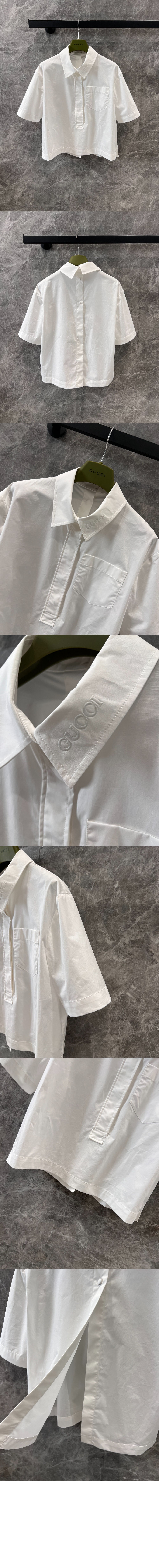 구찌 엠보싱 코튼 포플린 셔츠