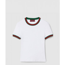 구찌 코튼 리브 티셔츠