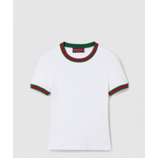 구찌 코튼 리브 티셔츠