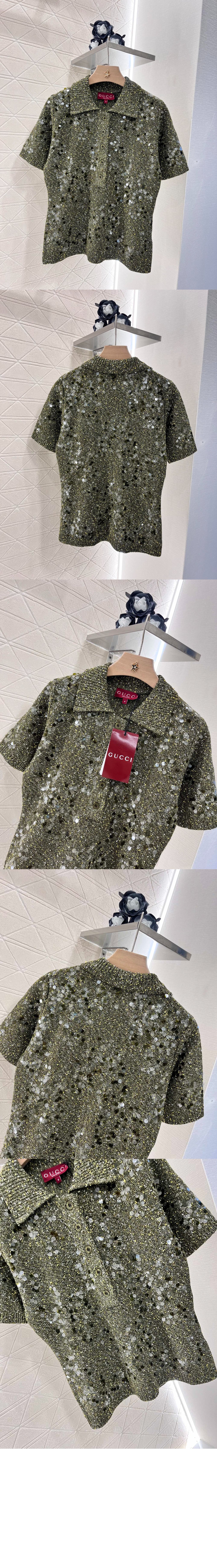 구찌 비스코스 트위드 블렌드 폴로 셔츠