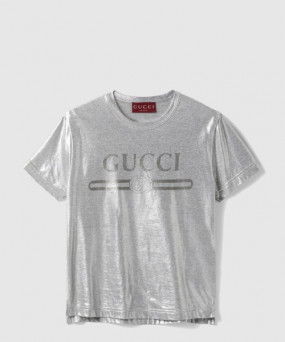 구찌 프린트 라미네이트 코튼 티셔츠