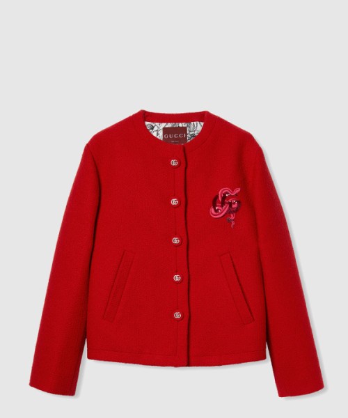 구찌 자수 울 부클레 재킷