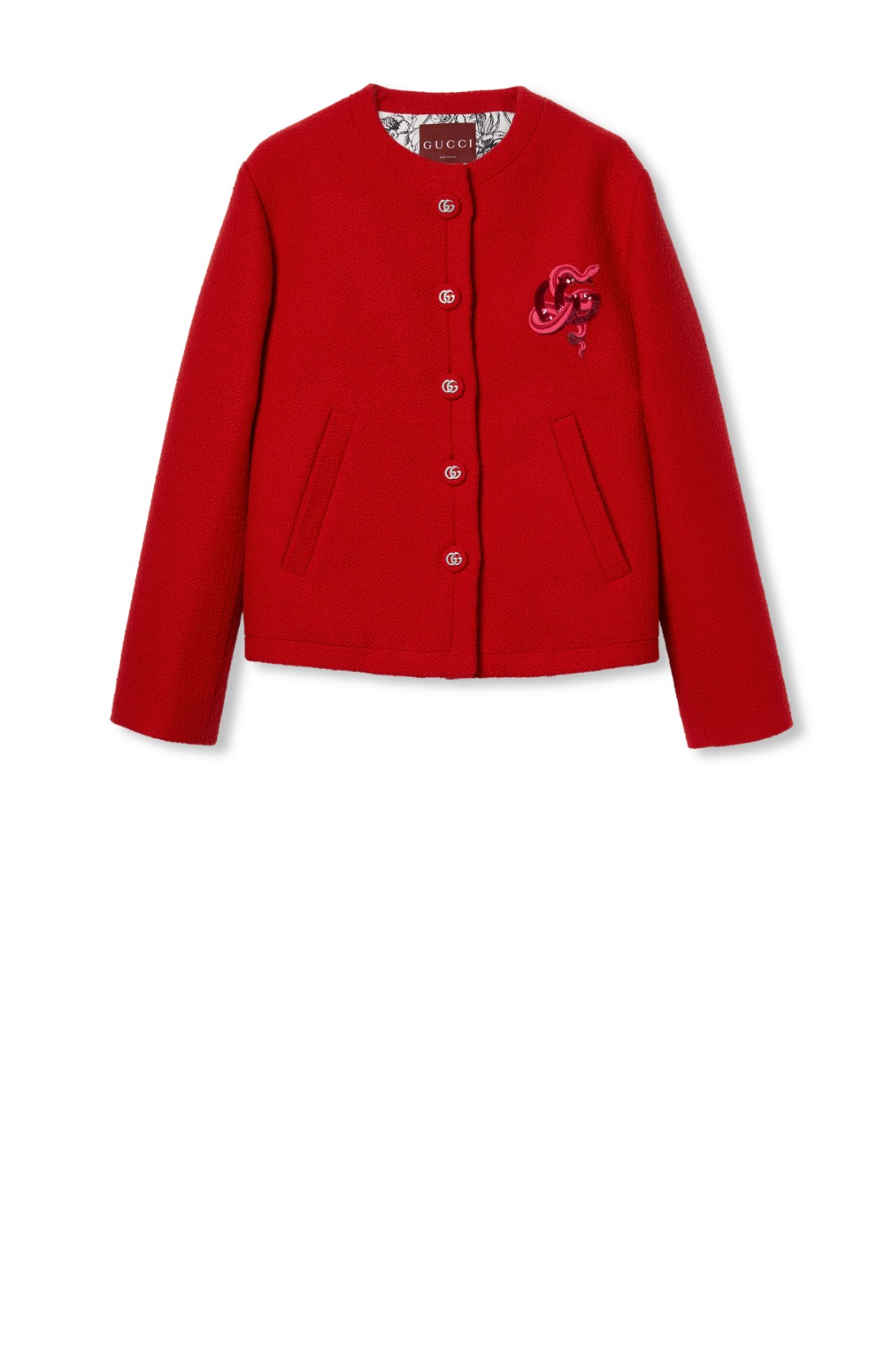 구찌 자수 울 부클레 재킷