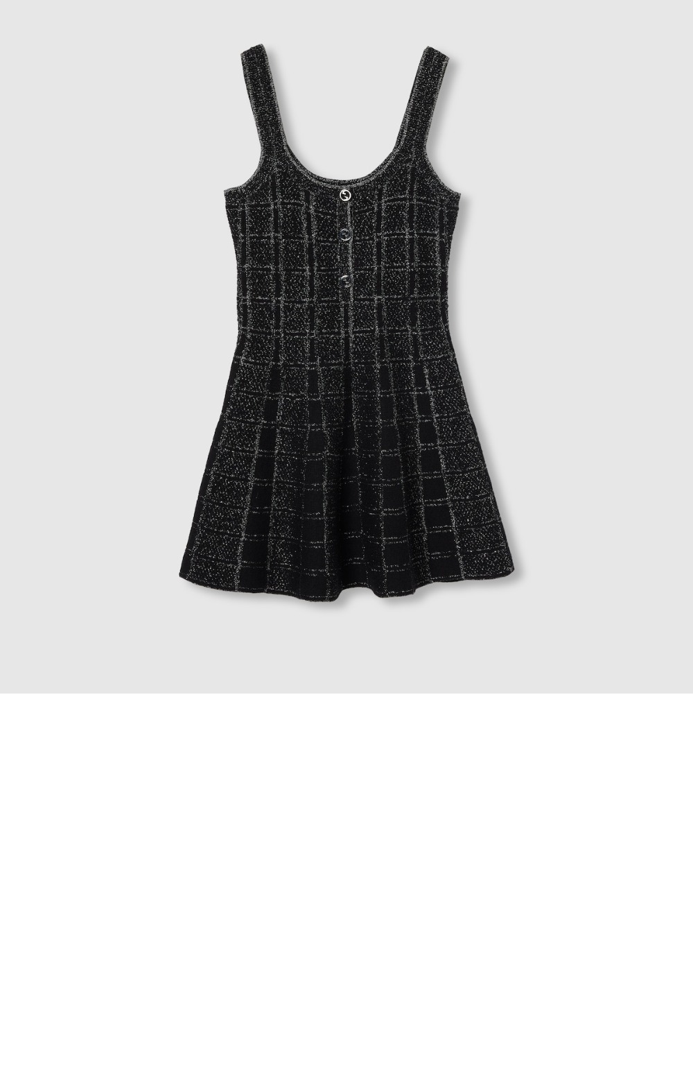 구찌 울 및 라메 체크 자카드 드레스