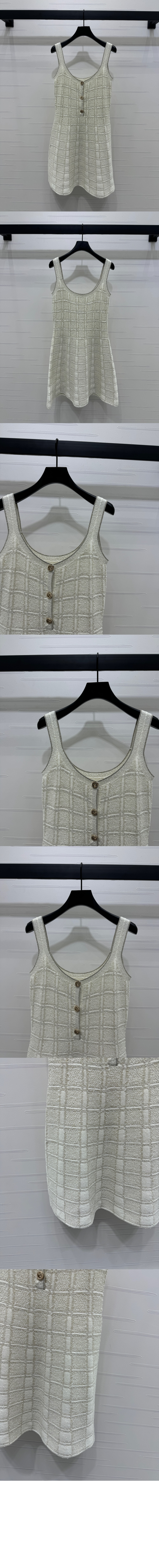 구찌 울 및 라메 체크 자카드 드레스