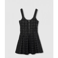 구찌 울 및 라메 체크 자카드 드레스