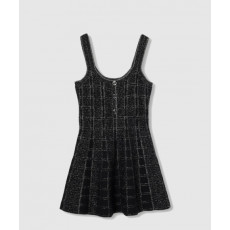 구찌 울 및 라메 체크 자카드 드레스