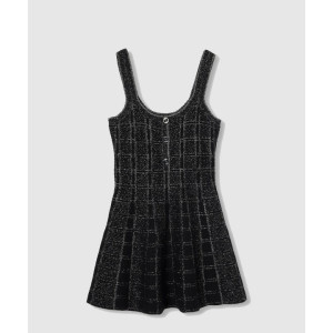 구찌 울 및 라메 체크 자카드 드레스