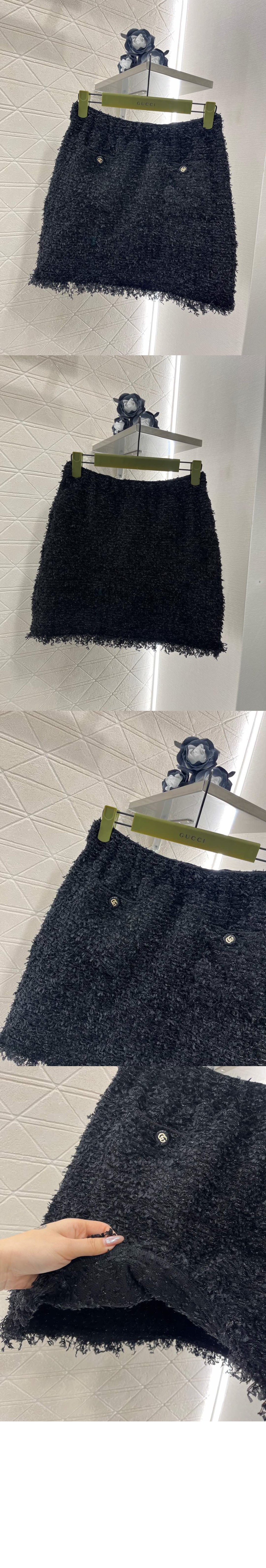 구찌 라메 및 비스코스 미니 스커트