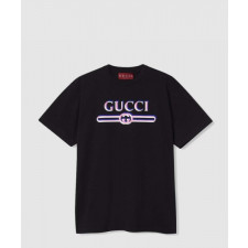 구찌 프린트 코튼 저지 티셔츠