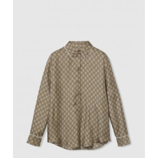 구찌 프린트 실크 트윌 셔츠